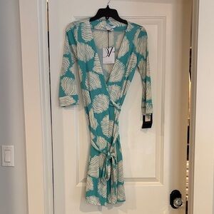 Diane Von Furstenberg New Julian Two Wrap Dress in Sea Deep Mist